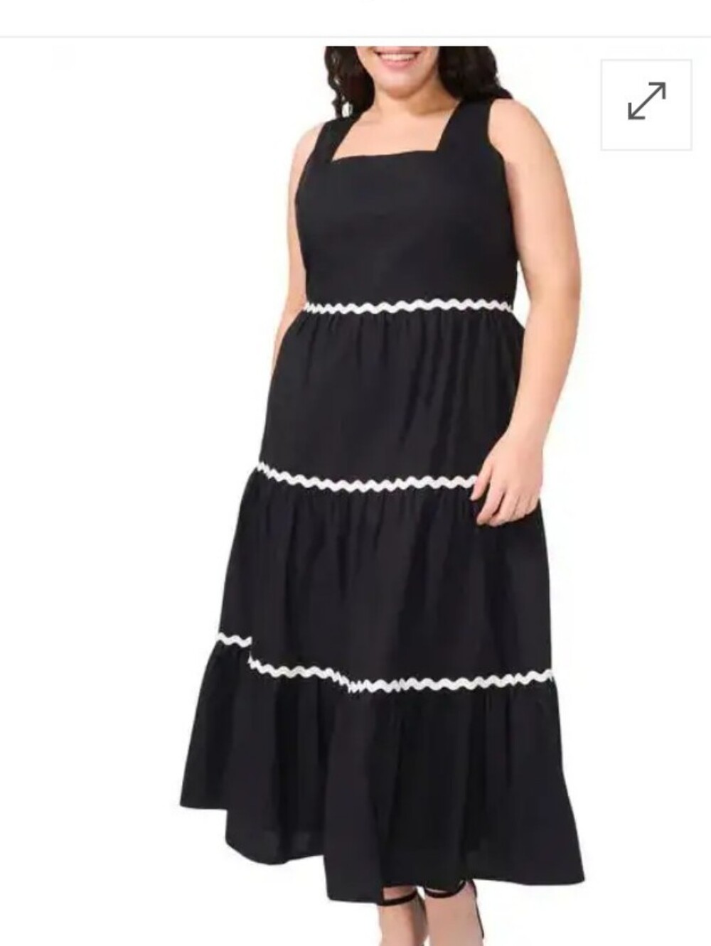 CeCe Black Tiered Maxi Dress with White Trim - Women